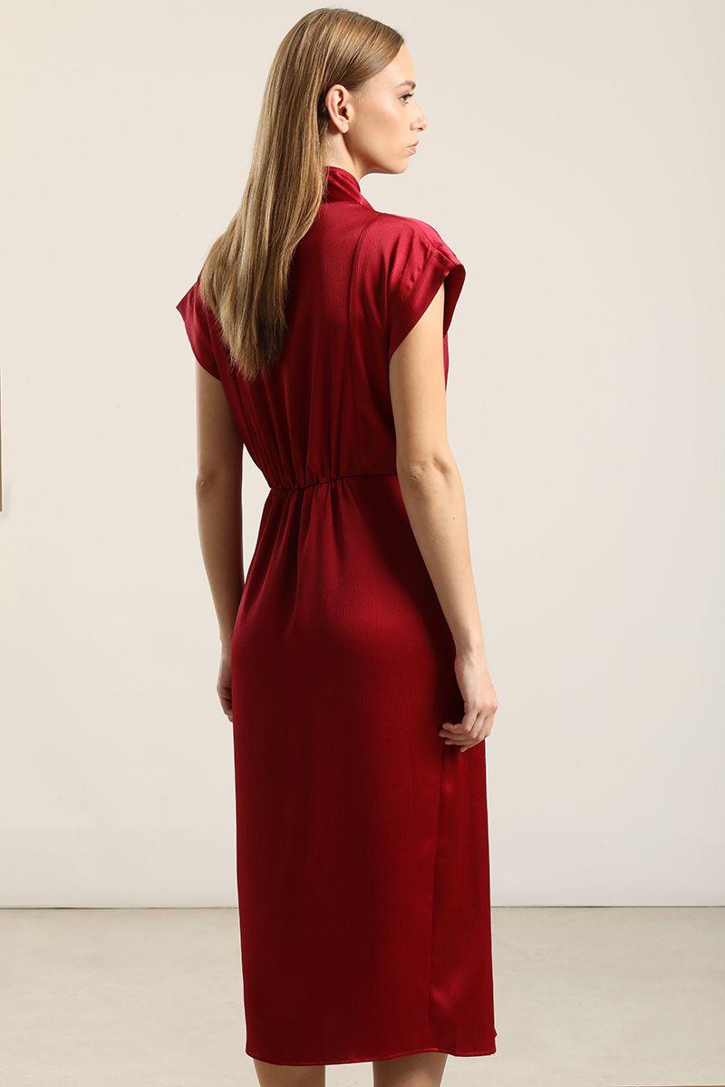 Vestido Satin Midi Lazada, Burdeo Liola-2