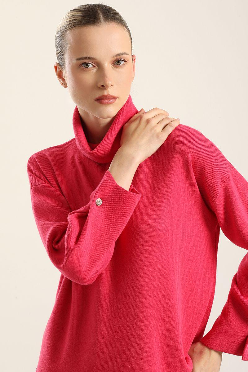 Jersey Punto, Boton Joya, Fucsia Liola-2