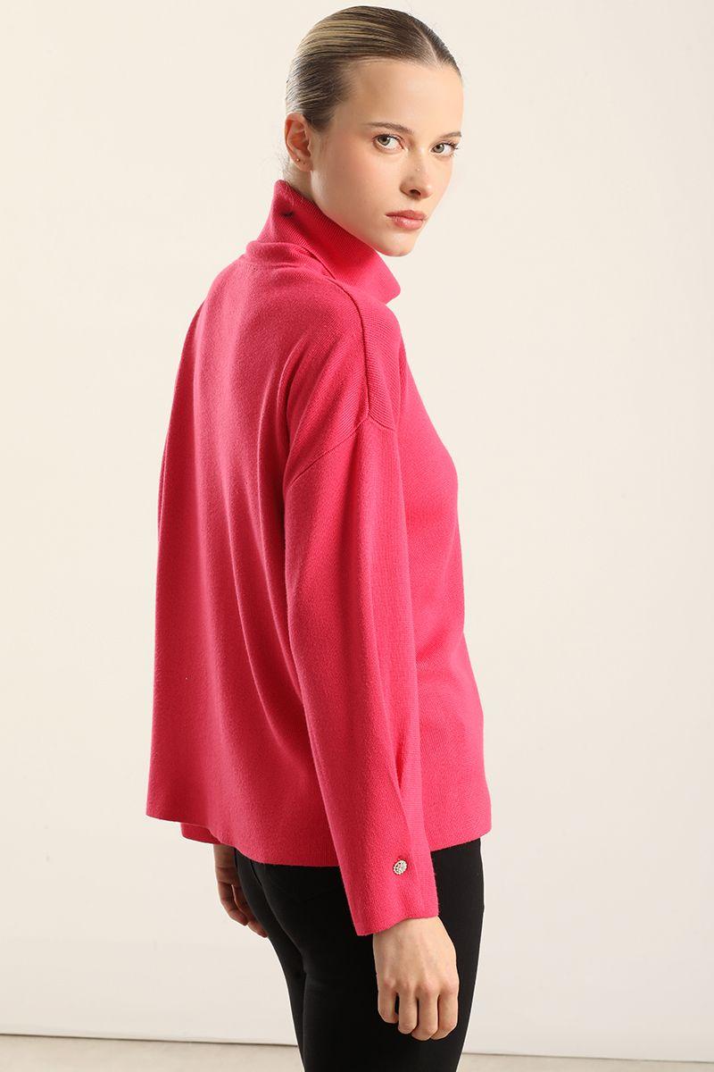 Jersey Punto, Boton Joya, Fucsia Liola-3