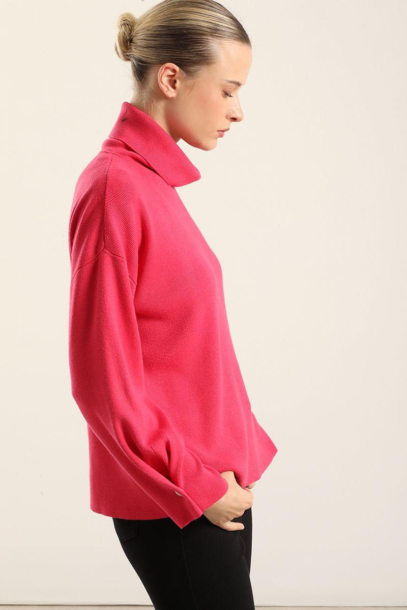 Jersey Punto, Boton Joya, Fucsia Liola-4