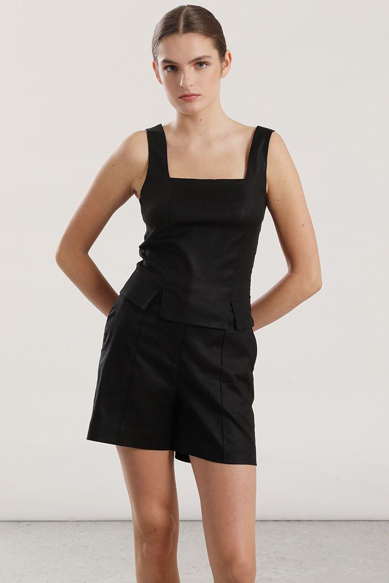 Top lino Liola mujer negro-0