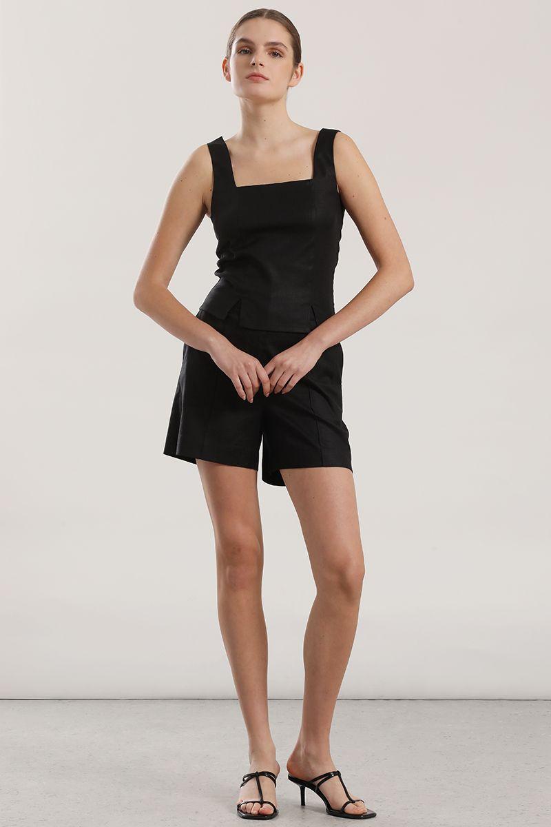 Top lino Liola mujer negro-1