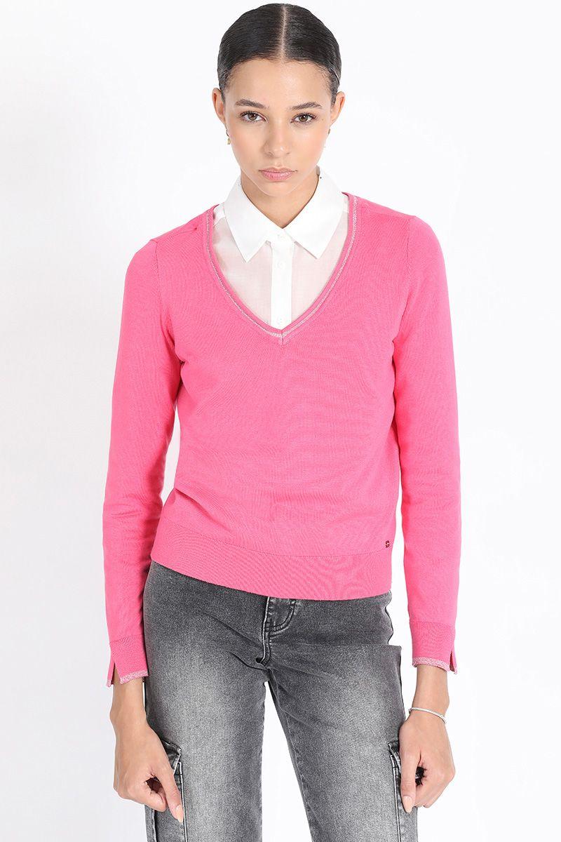 Tejido Punto Basico, Con Hilo Lurex, Rosa Liola-0