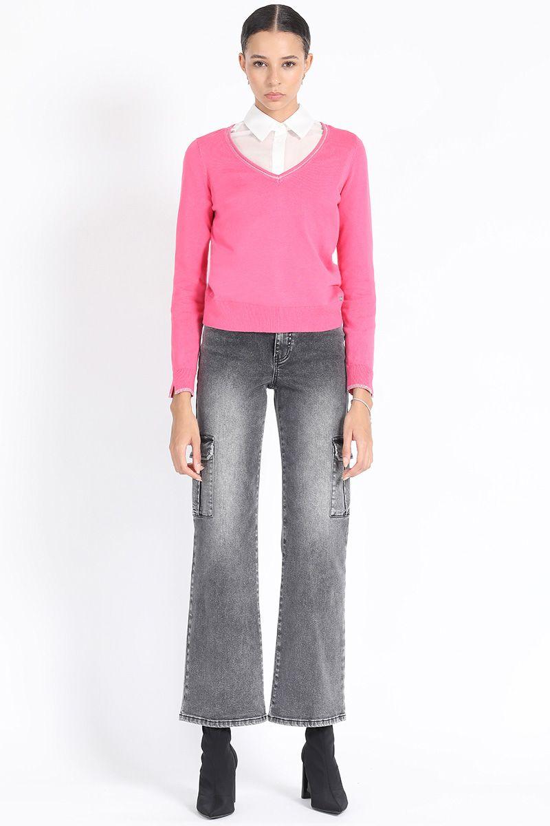 Tejido Punto Basico, Con Hilo Lurex, Rosa Liola-1