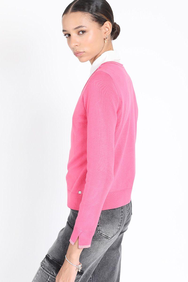 Tejido Punto Basico, Con Hilo Lurex, Rosa Liola-4