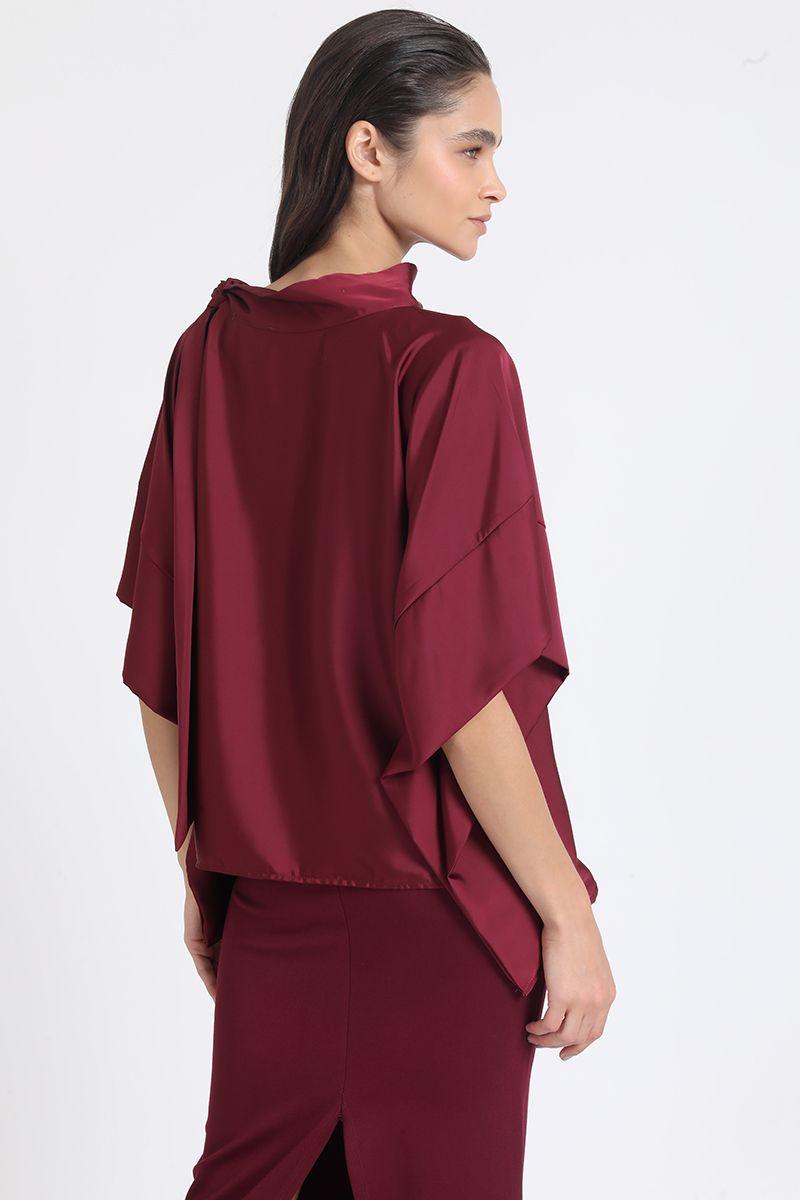 Bluson Amplio Tipo Poncho, Satin Vino Liola-5