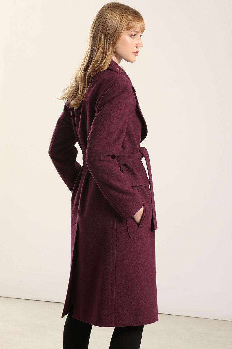 Abrigo Largo, Muflon Melange Ciruela Liola-2