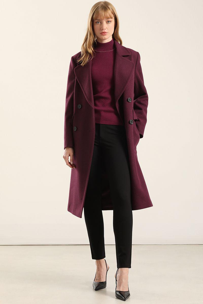 Abrigo Largo, Muflon Melange Ciruela Liola-3