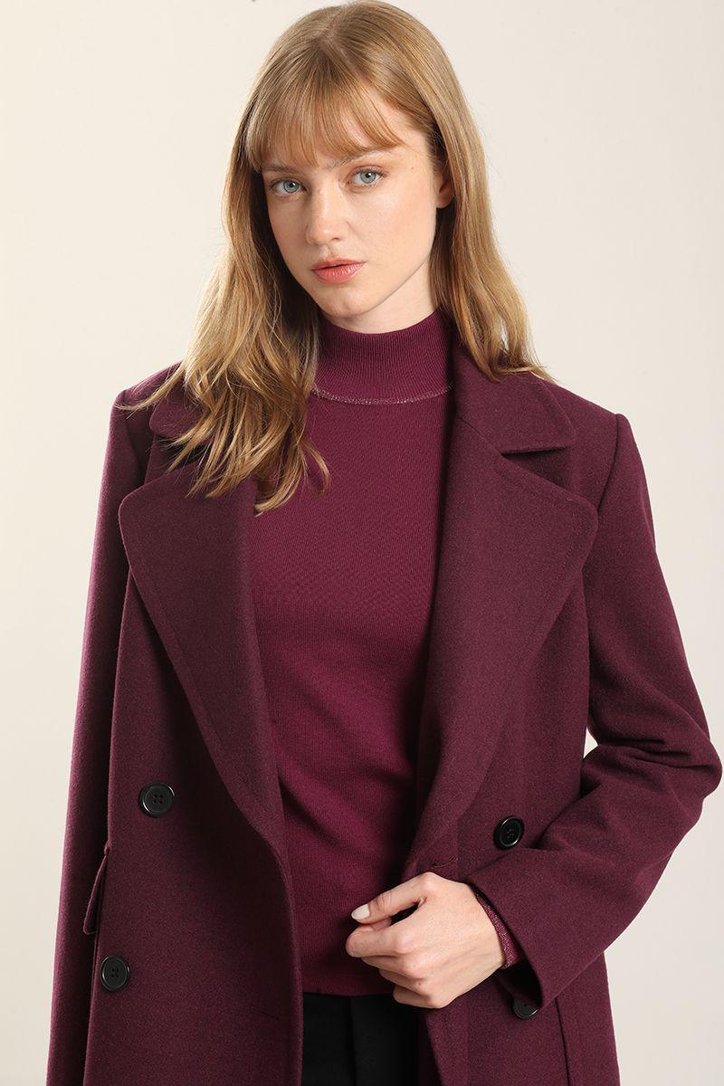 Abrigo Largo, Muflon Melange Ciruela Liola-4