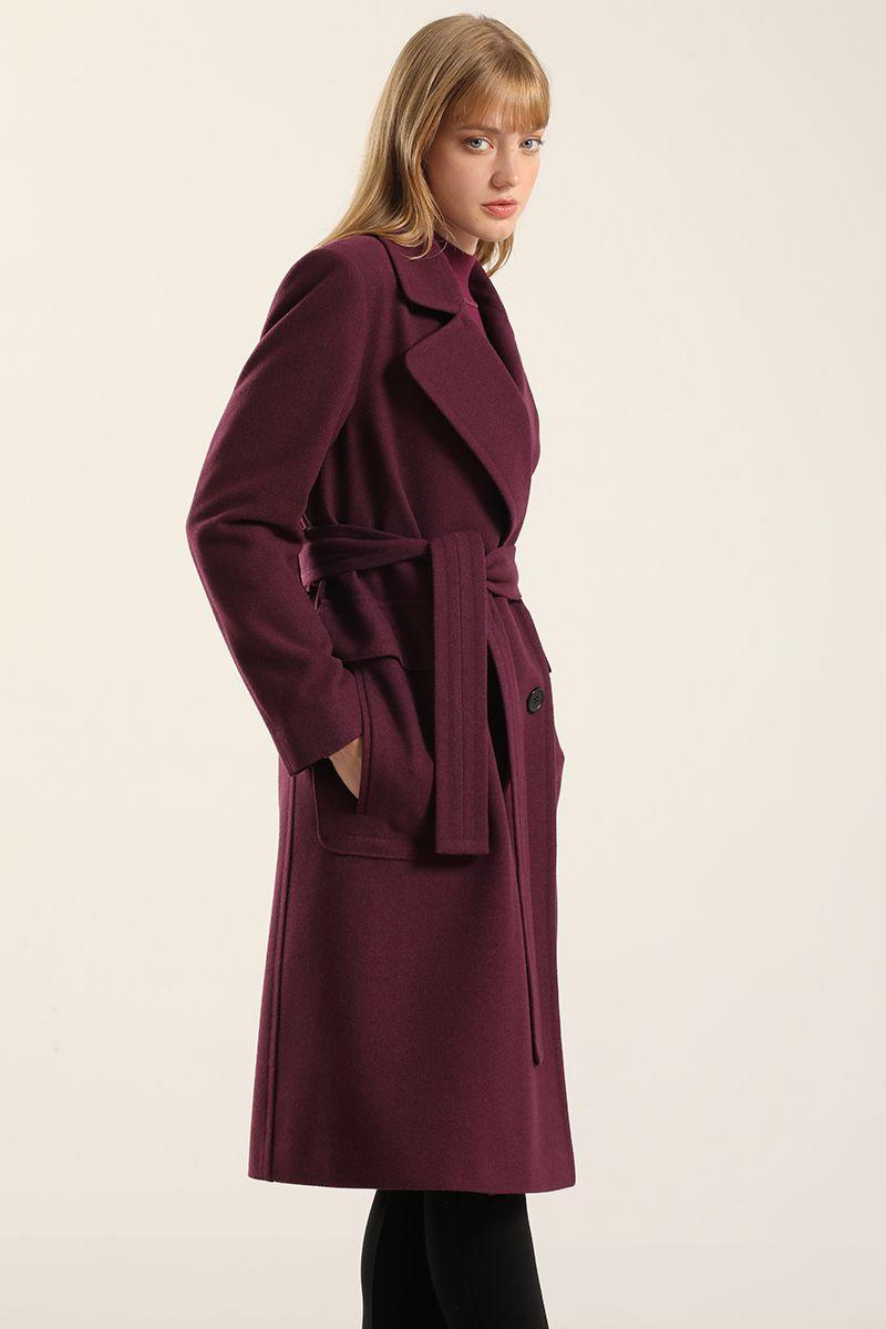 Abrigo Largo, Muflon Melange Ciruela Liola-5