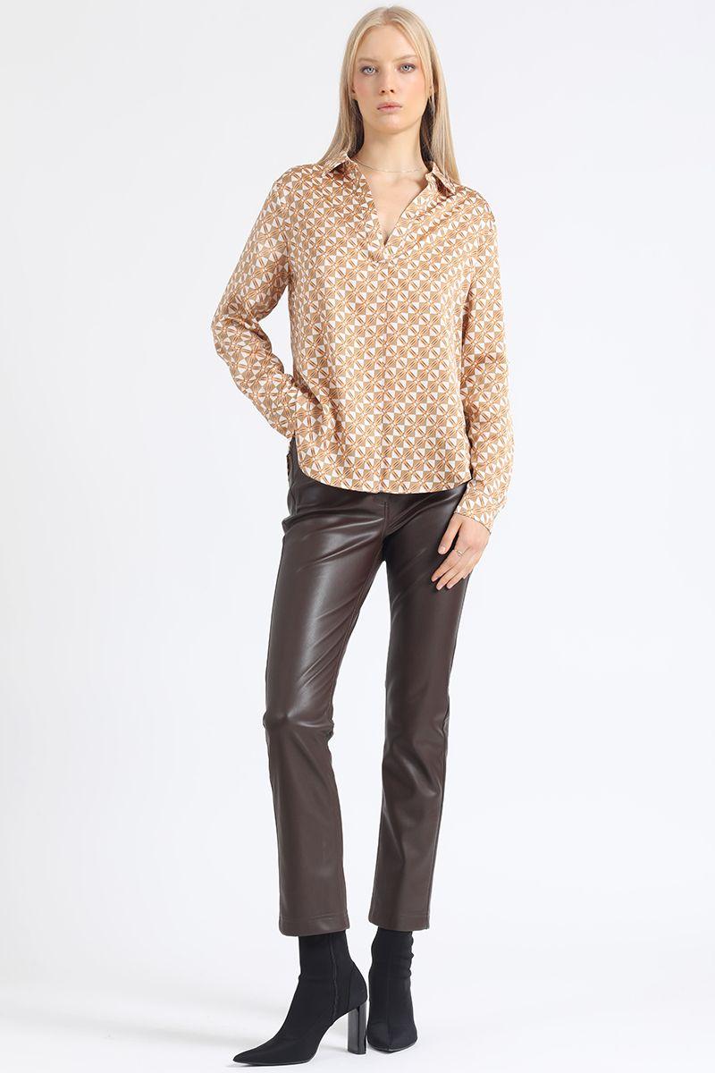 Blusa Satin Estampado Geo, Naranjo Liola-1