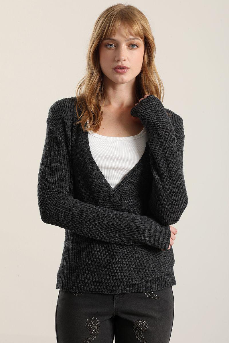 Jersey punto envolvente,gris Liola-1