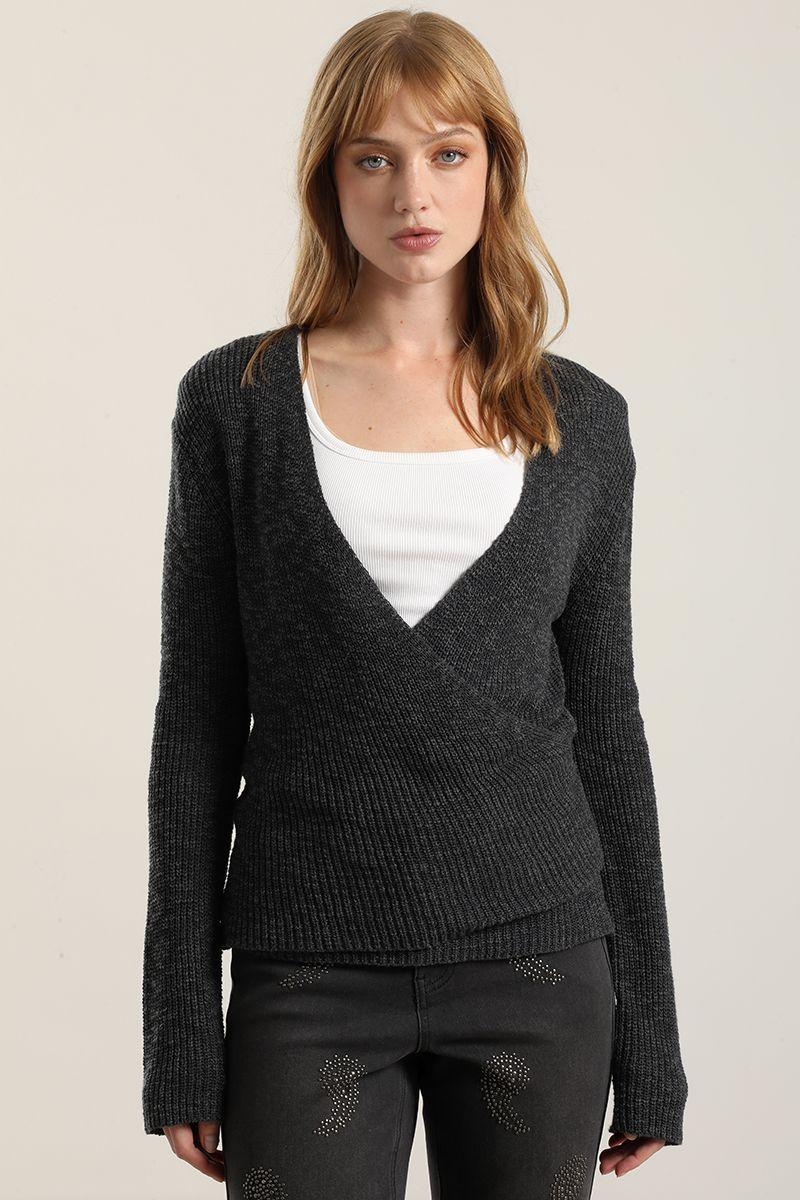 Jersey punto envolvente,gris Liola-2