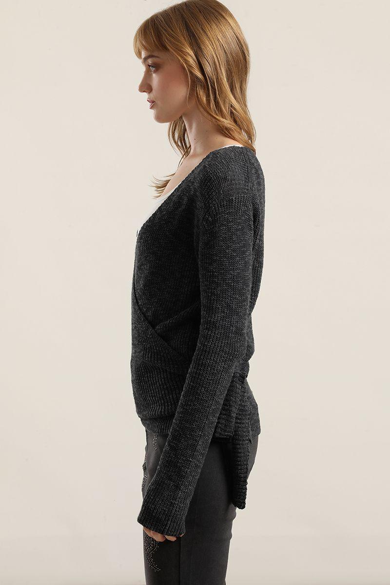 Jersey punto envolvente,gris Liola-3