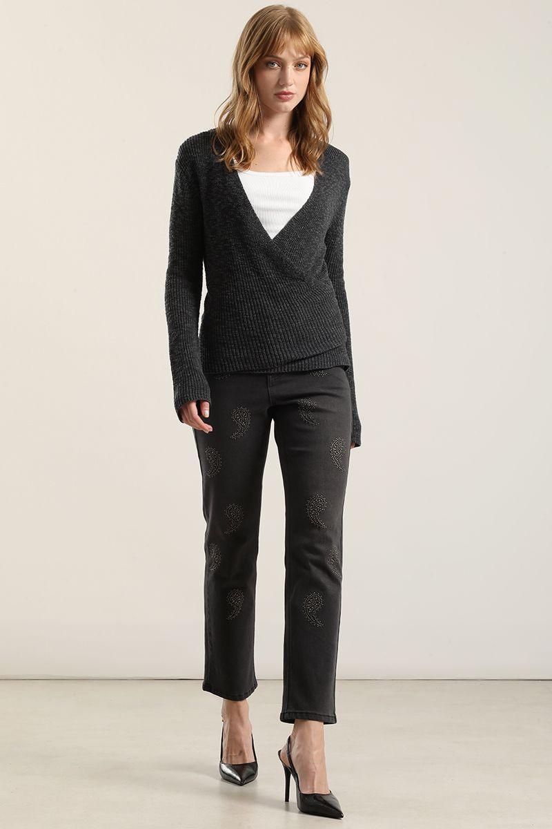 Jersey punto envolvente,gris Liola-5