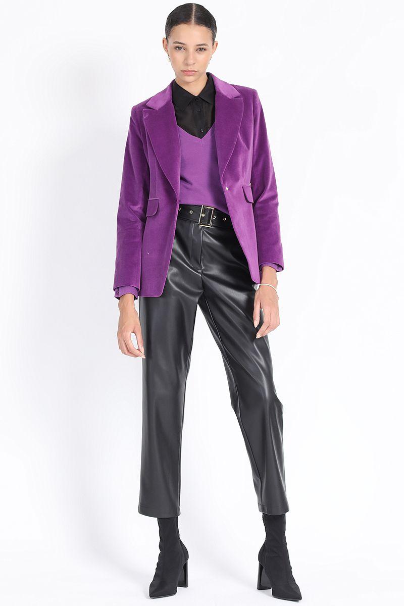 Blazer Entallado Terciopelo Violeta Liola-1