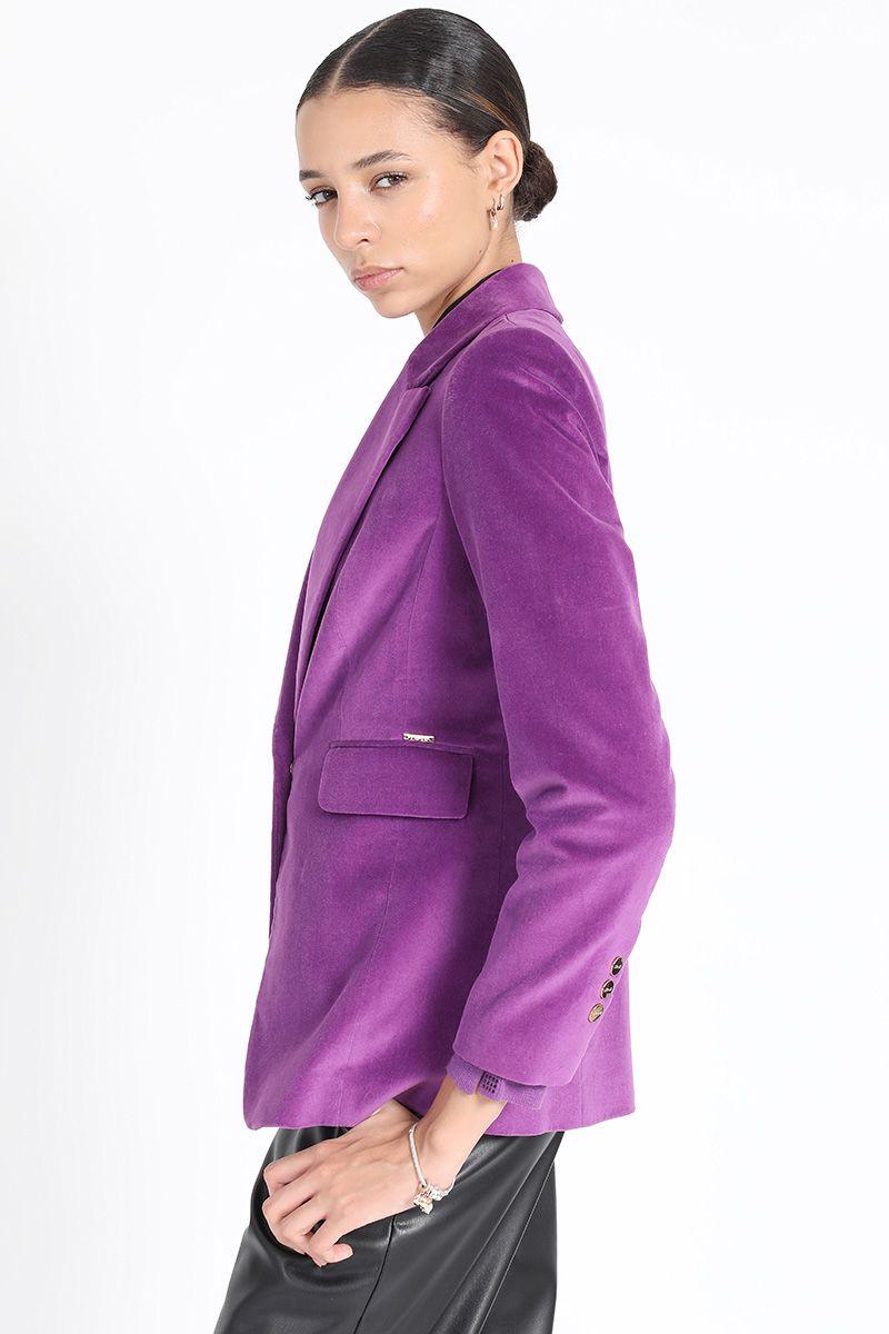 Blazer Entallado Terciopelo Violeta Liola-2