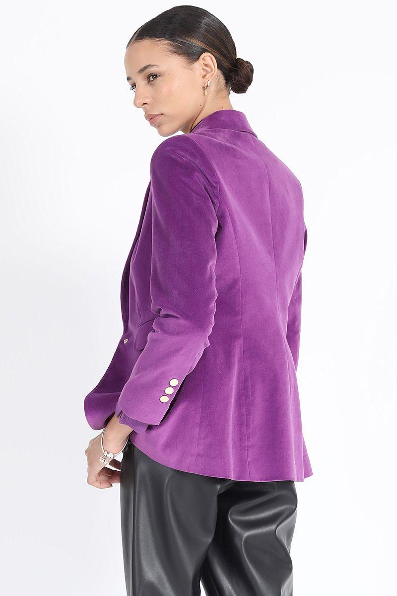 Blazer Entallado Terciopelo Violeta Liola-4