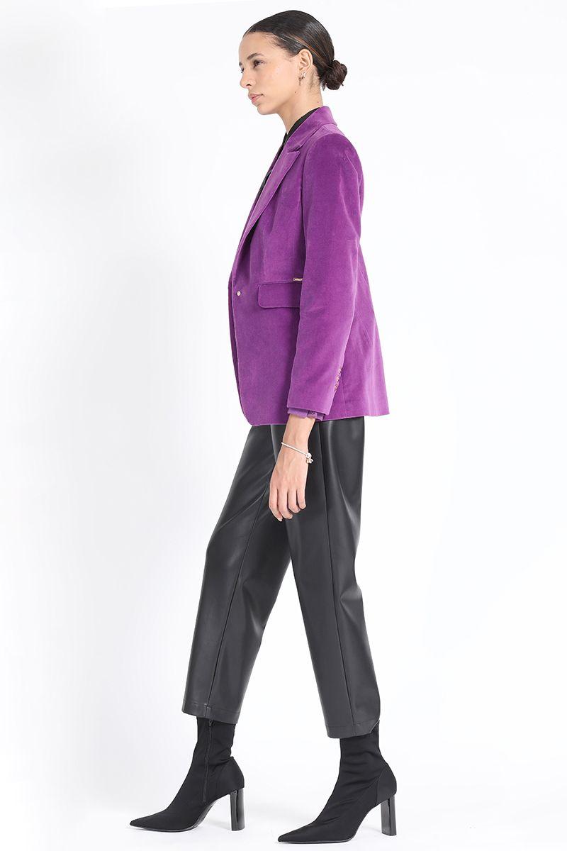 Blazer Entallado Terciopelo Violeta Liola-5