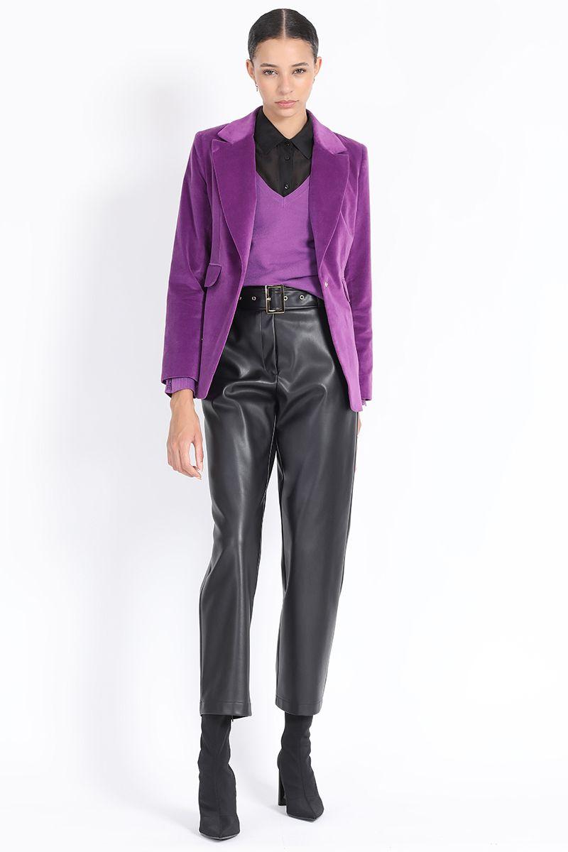 Blazer Entallado Terciopelo Violeta Liola-6