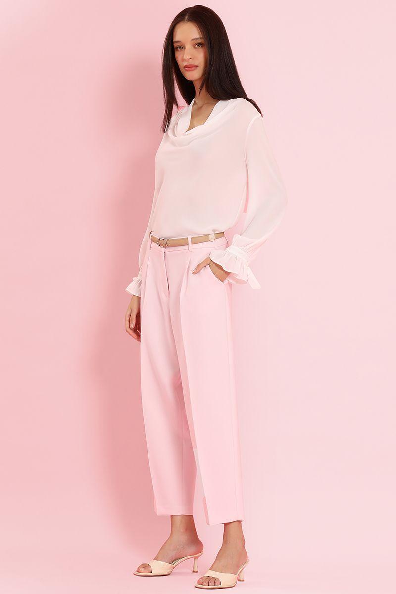 Pantalon sastre con cinturon, rosa Liola-2