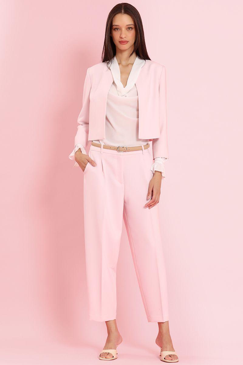 Pantalon sastre con cinturon, rosa Liola-5