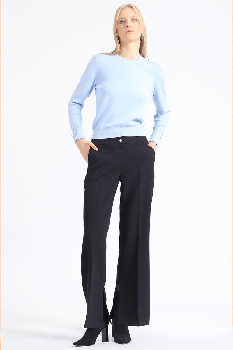 Sweater Basico, Tejido Punto, Celeste Liola-1