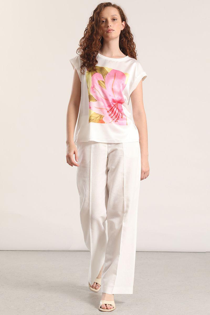 Polera satin flor estampada liola mujer rosa-1