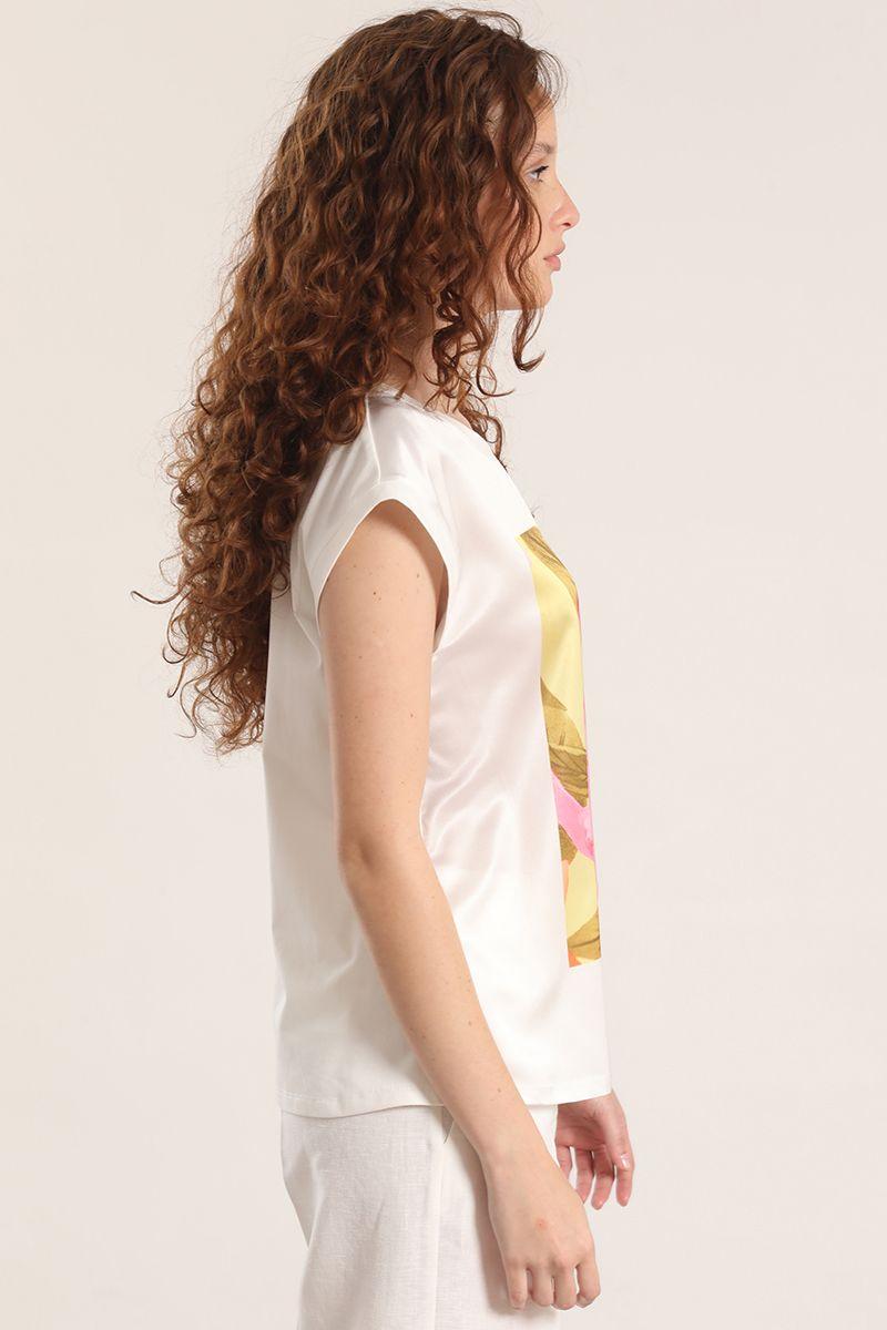 Polera satin flor estampada liola mujer rosa-3