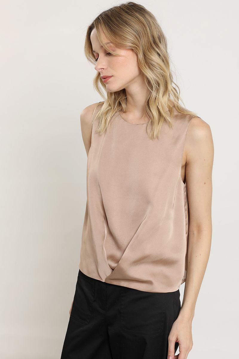 Top satinada sin manga, beige Liola-0