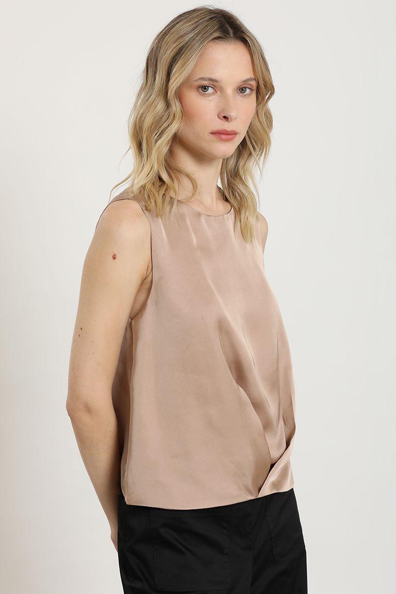 Top satinada sin manga, beige Liola-2
