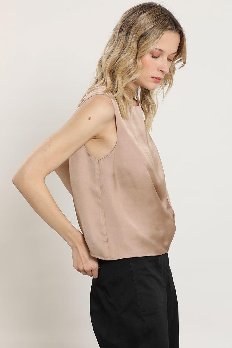 Top satinada sin manga, beige Liola-5