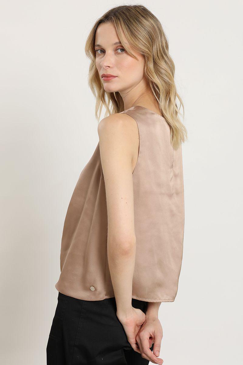 Top satinada sin manga, beige Liola-6