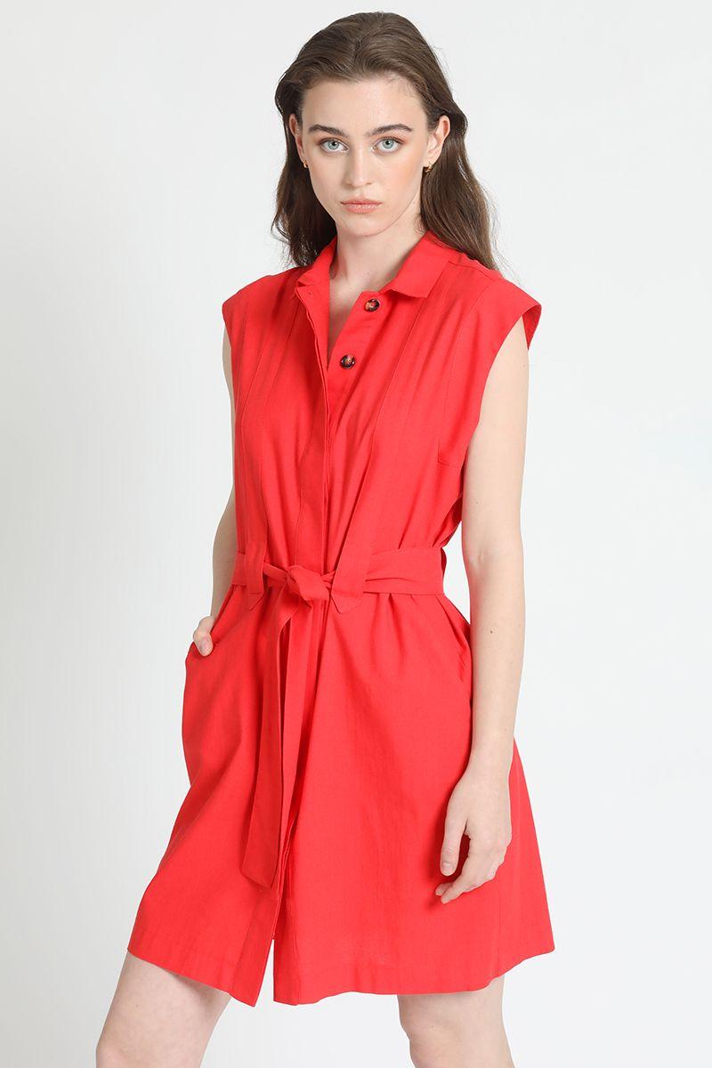Vestido Corto Con Lazo Rojo Liola-0