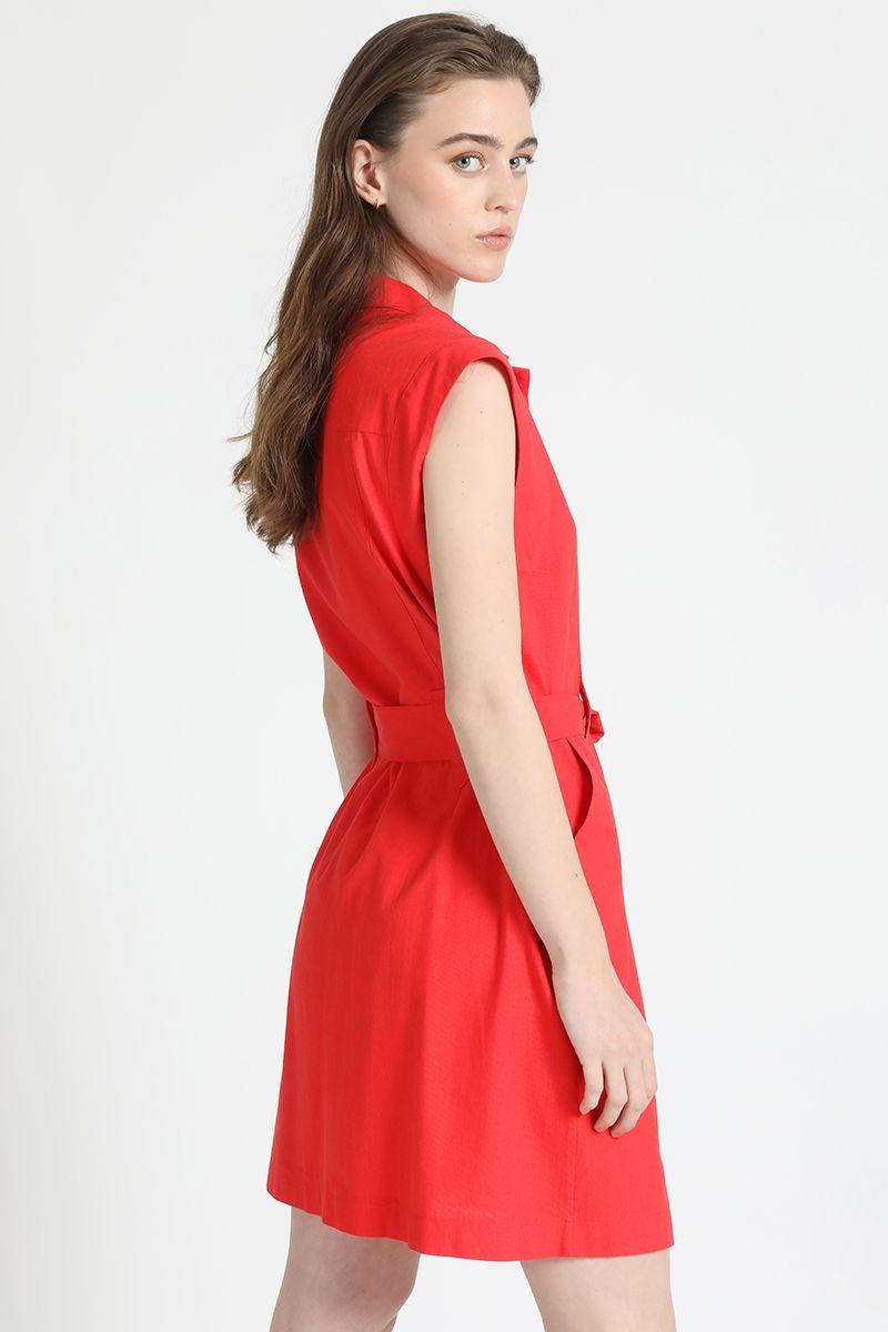 Vestido Corto Con Lazo Rojo Liola-2