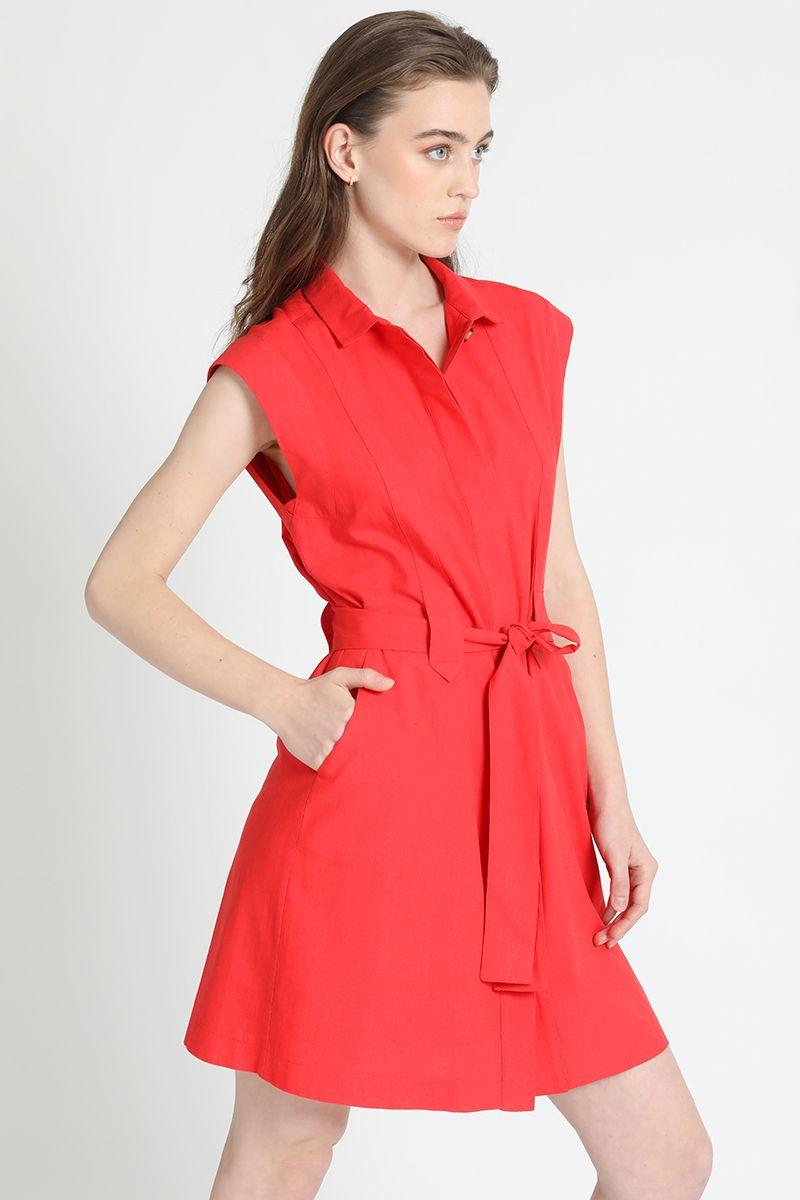 Vestido Corto Con Lazo Rojo Liola-3