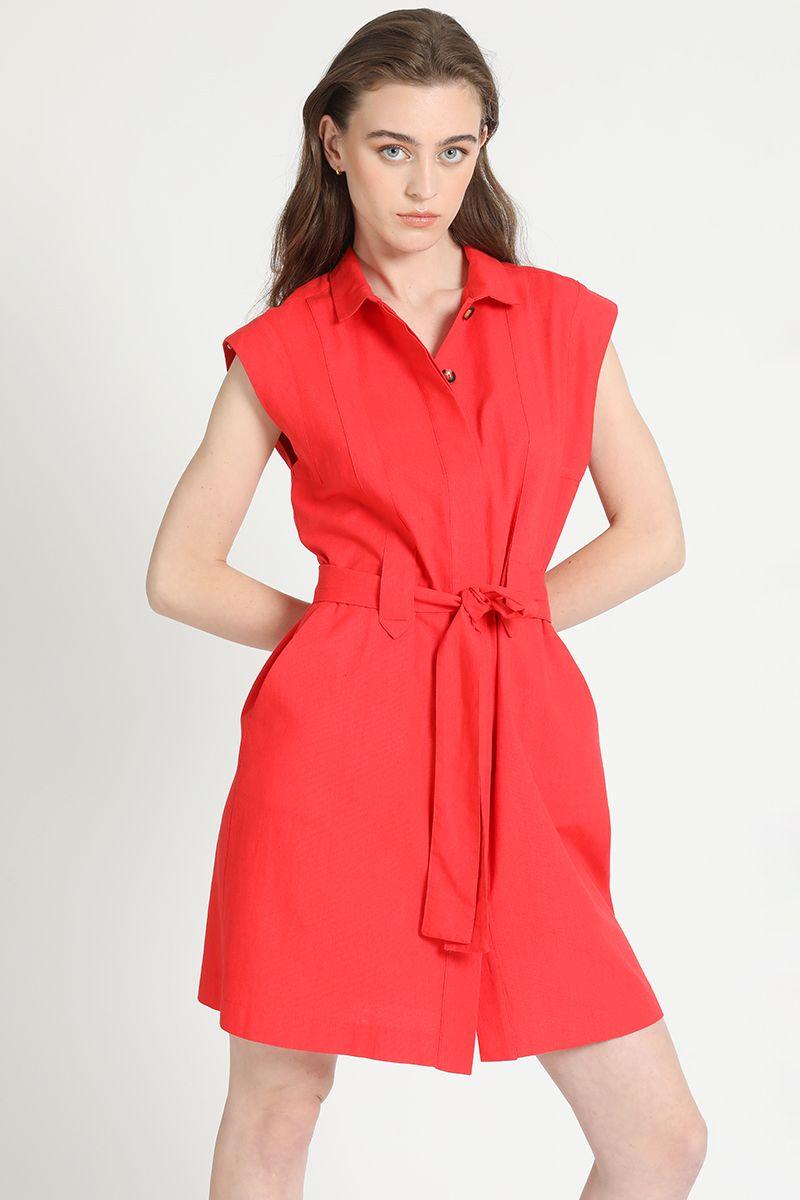 Vestido Corto Con Lazo Rojo Liola-4
