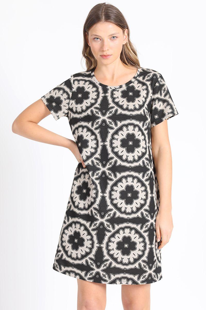 Vestido Midi Estampado Negro Liola-3