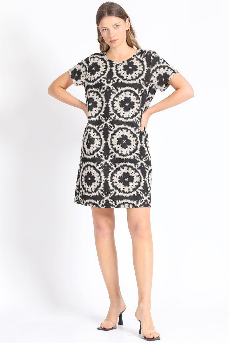 Vestido Midi Estampado Negro Liola-5