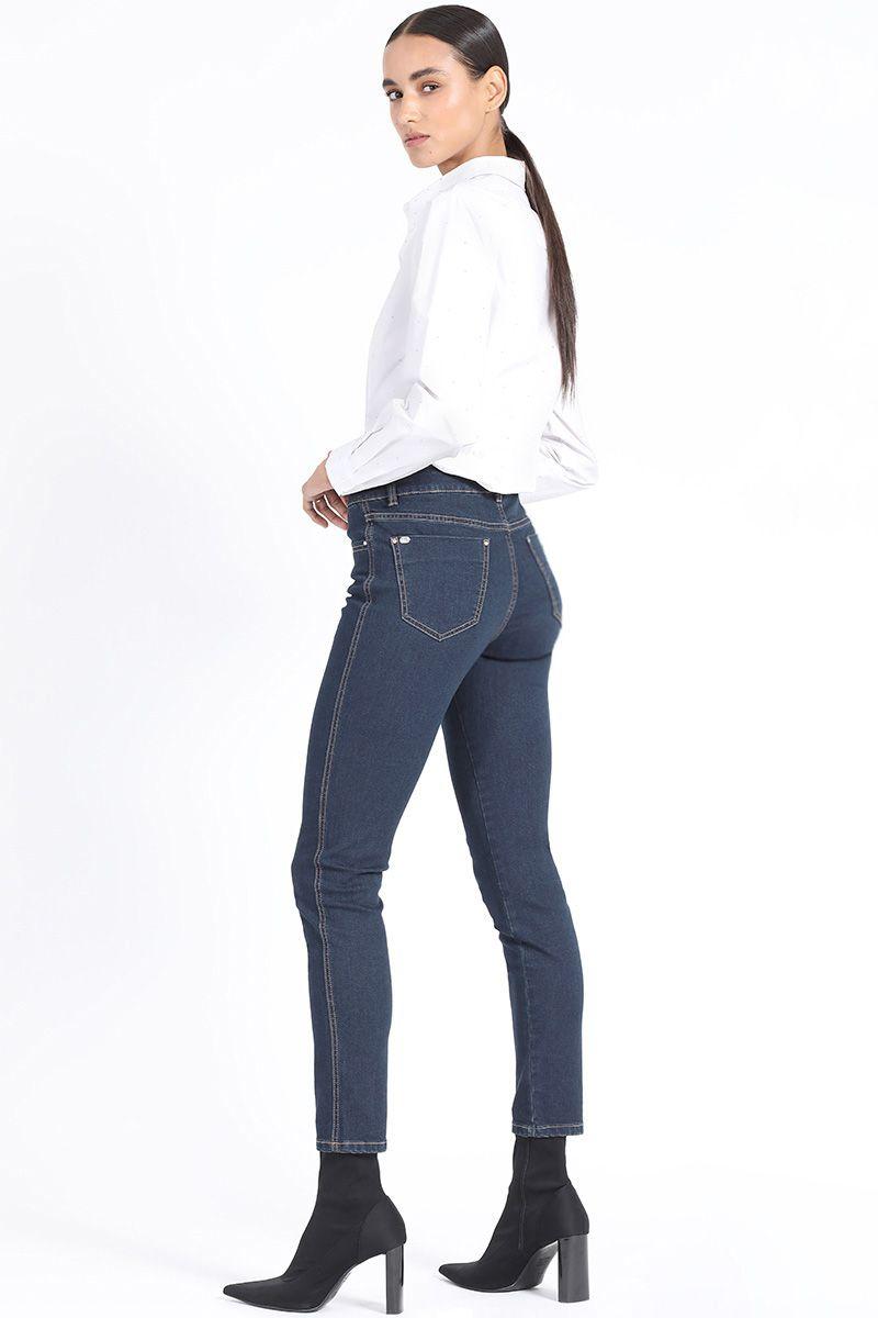 Jeans Skinny Tiro Medio, Indigo Liola-2
