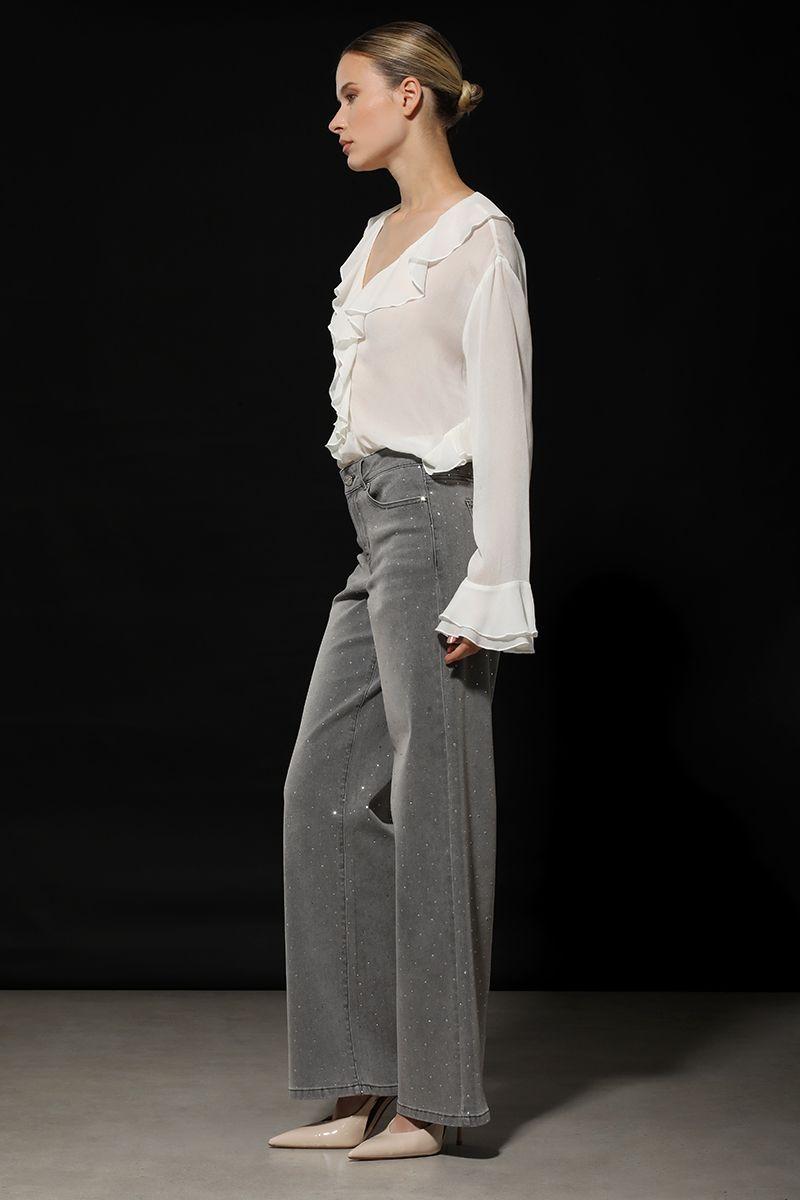 Jeans straight strass, gris Liola-2