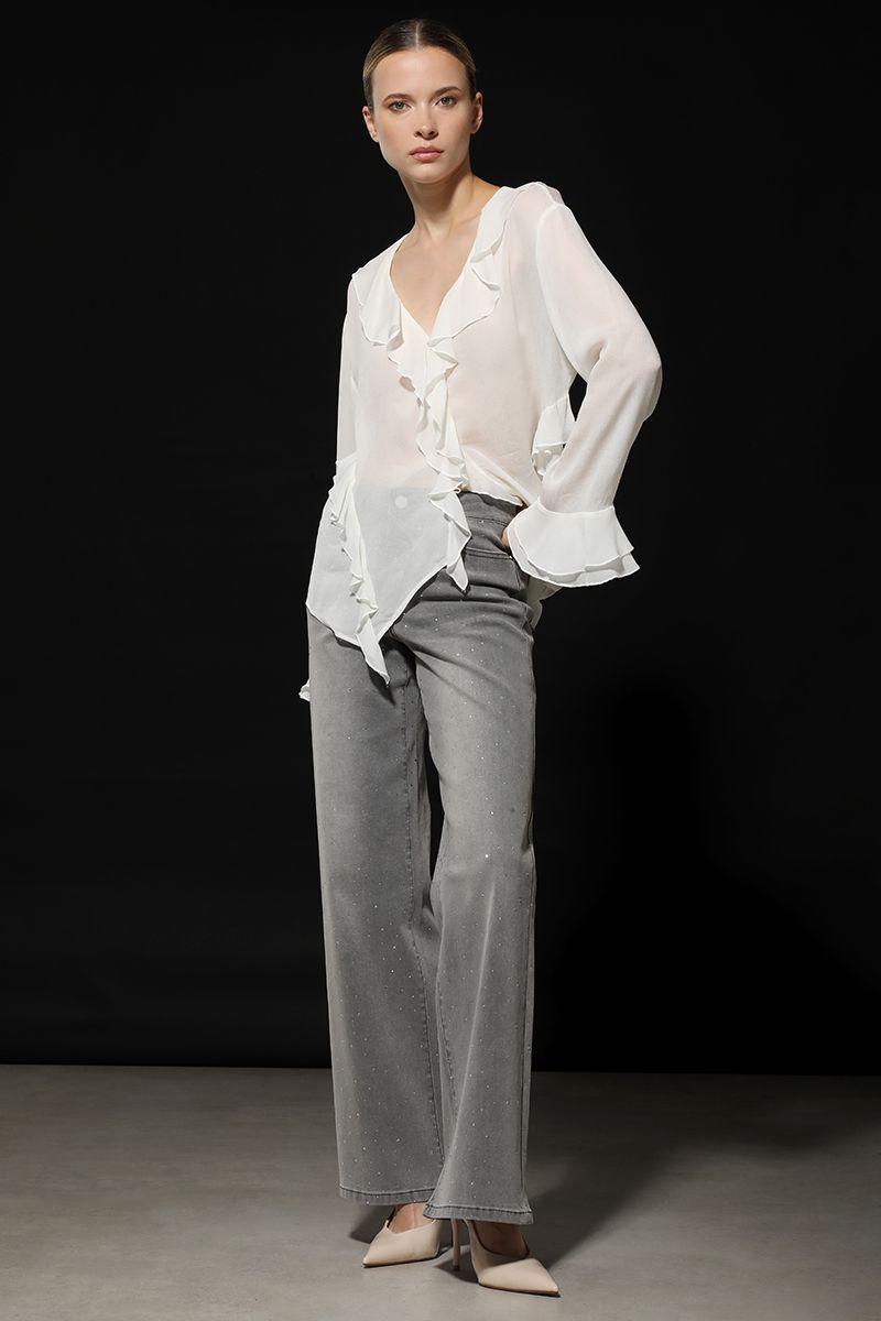 Jeans straight strass, gris Liola-3