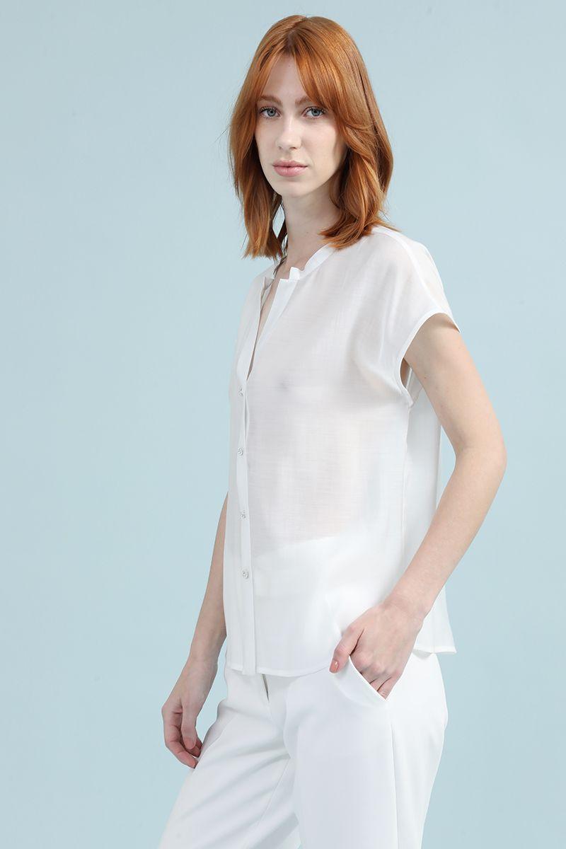Blusa Tela Fantasia Boton Joya, Crudo Liola-2