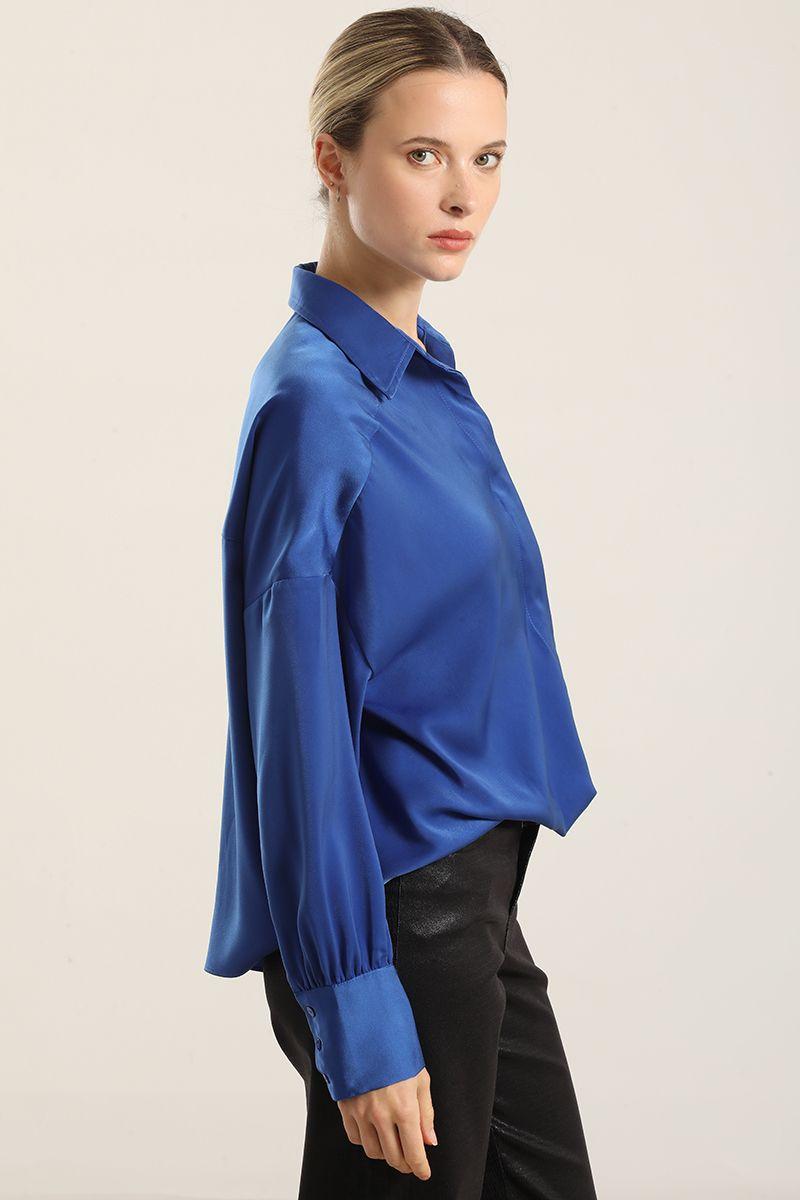 Blusa Satin Nudo, Azulino Liola-2