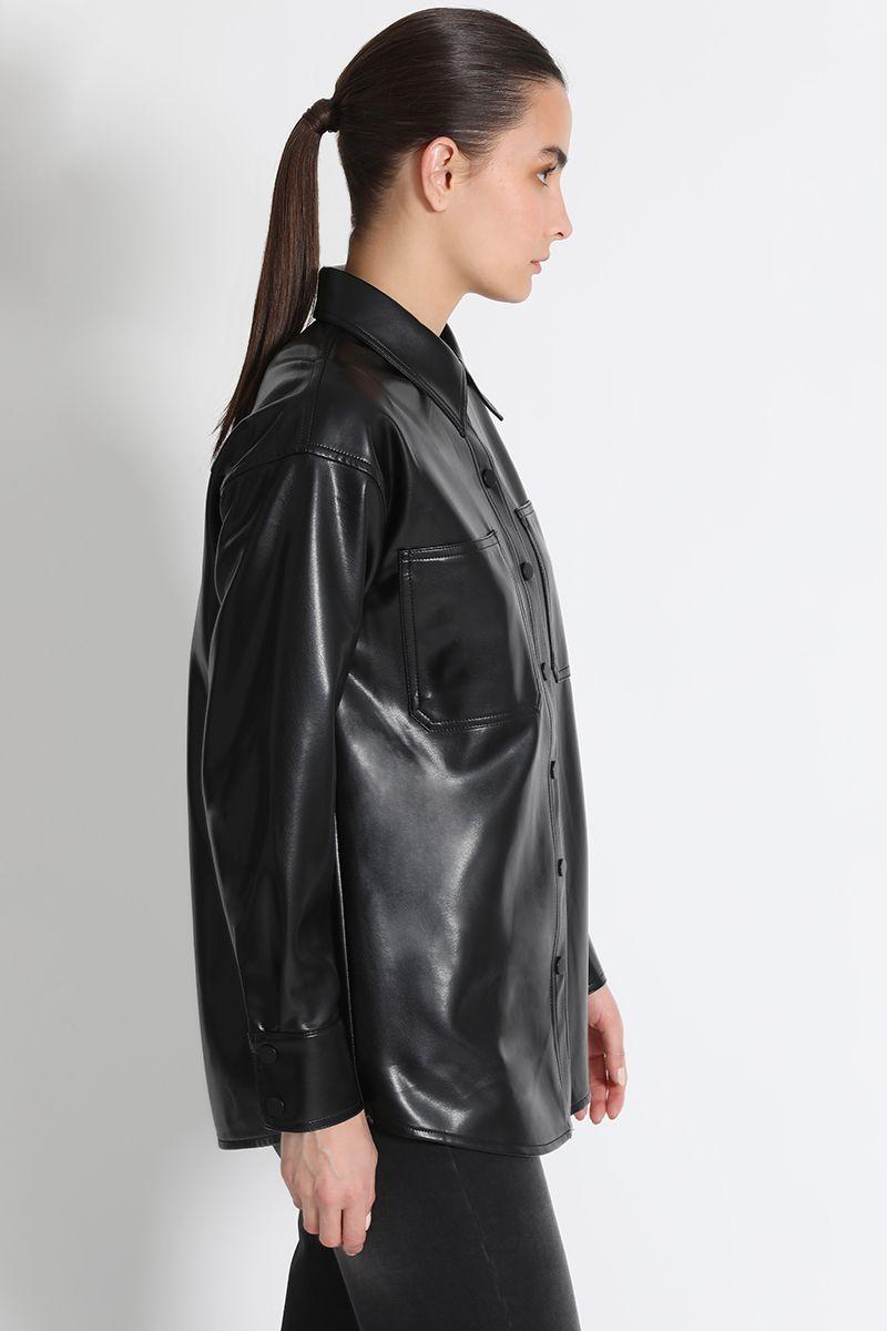 Sobrecamisa Amplia Efecto Piel Negro Liola-1