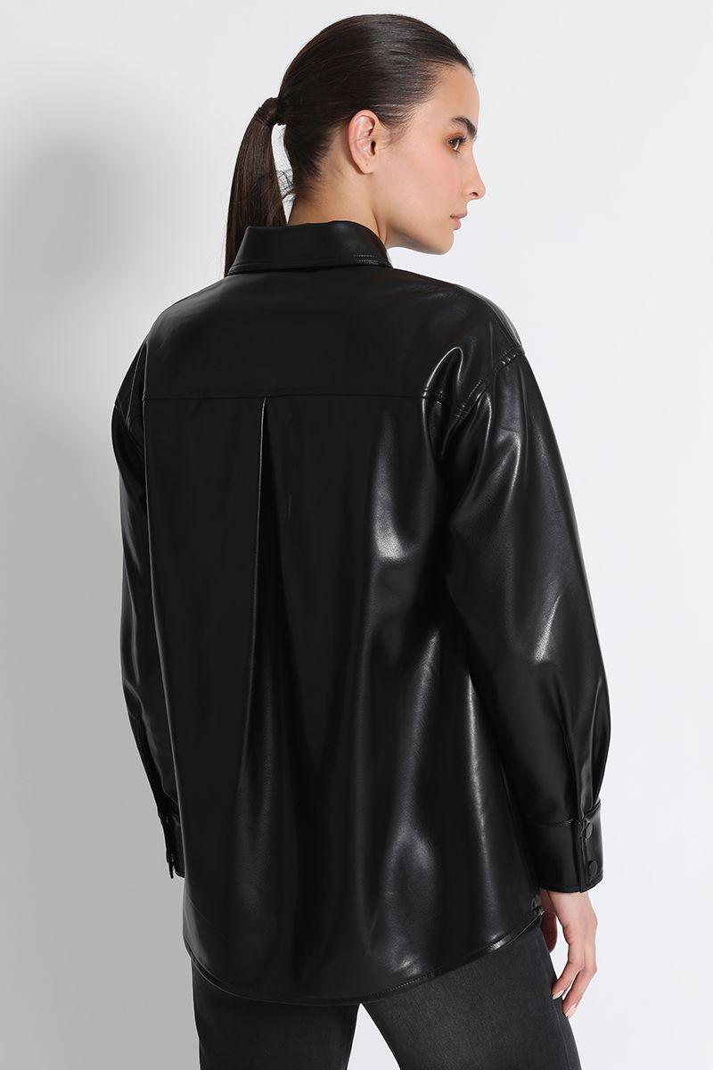 Sobrecamisa Amplia Efecto Piel Negro Liola-3
