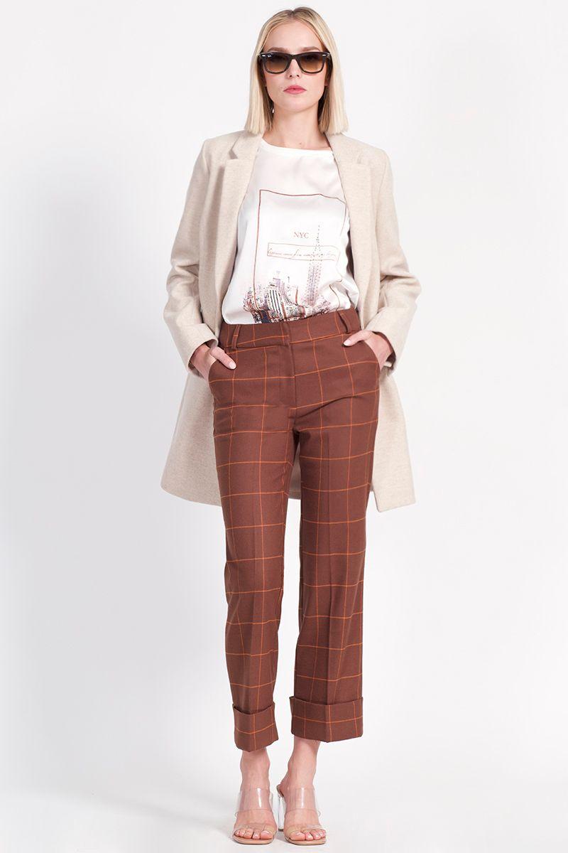 Pantalon Recto Poliéster Mix Spandex Café Liola-0