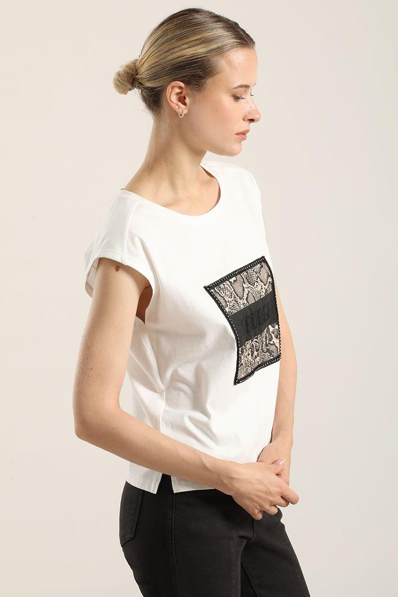 Polera Algodon Aplicacion Savage, Crudo Liola-2