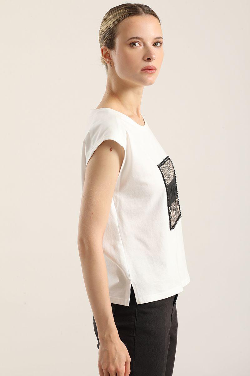 Polera Algodon Aplicacion Savage, Crudo Liola-3