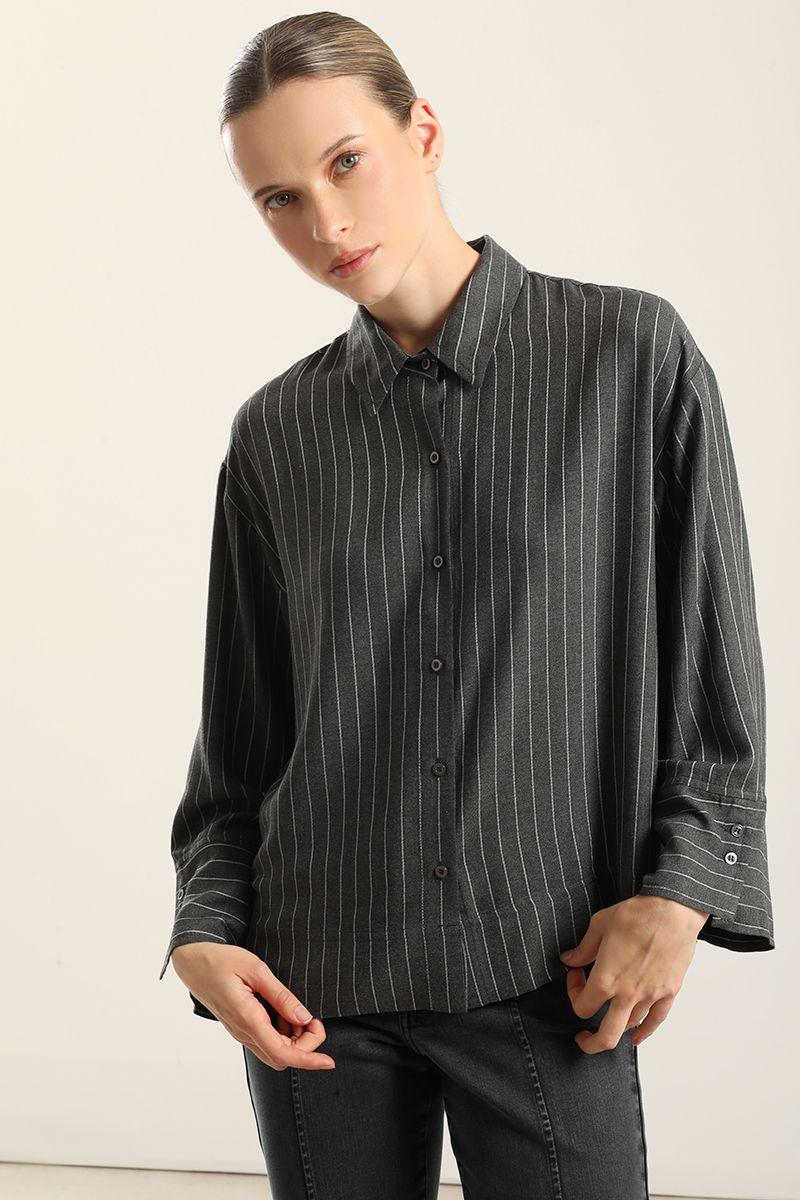 Blusa, fantasía rayas gris Liola-0